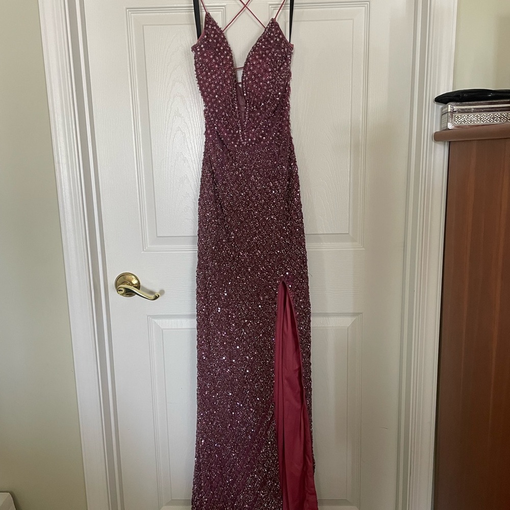 Elegant Burgundy (wine color) Sequin Gown